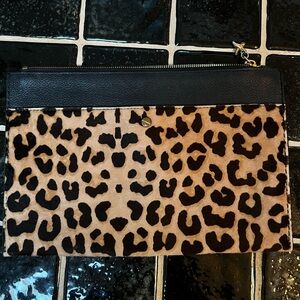 Jcrew leopard print zip clutch